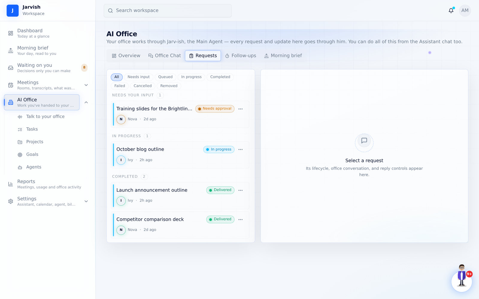 Requests — grouped by what they need from you.