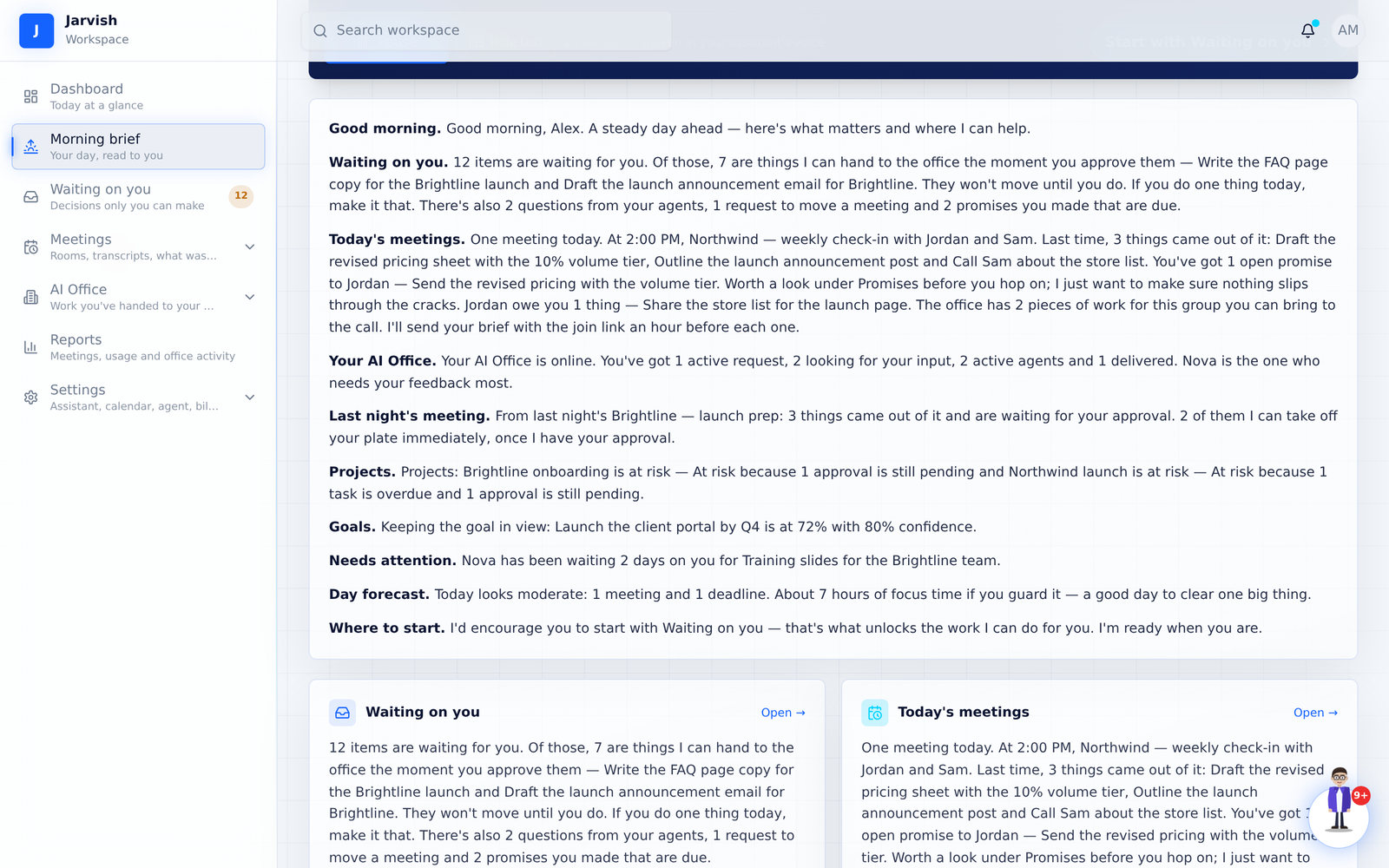 “Read instead” — the whole brief as text, section by section.