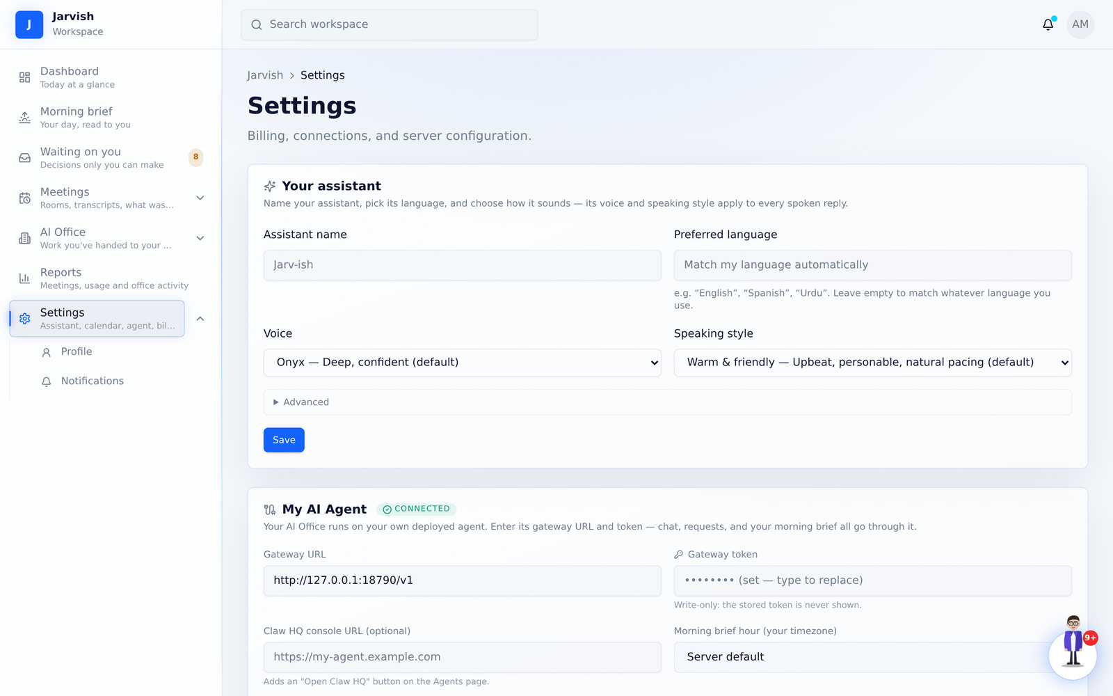Settings → Your assistant.